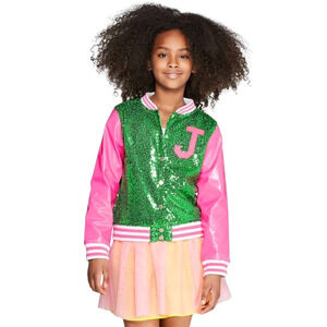 JoJo Siwa Pink & Green Sequin Varsity Jacket
